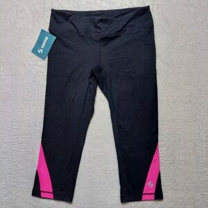 Soffe Dri Colorblock Capri Leggings Womens Small Black Neon Pink New 1186V